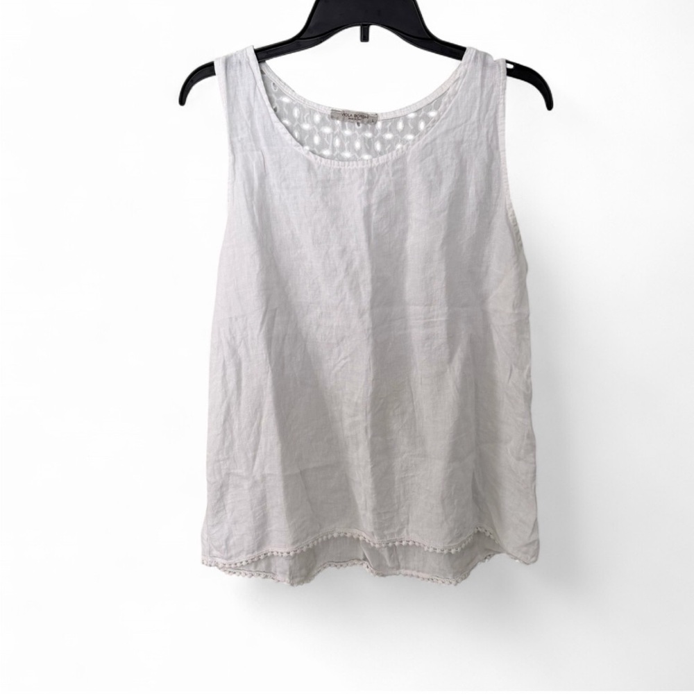 100% Linen white top Large